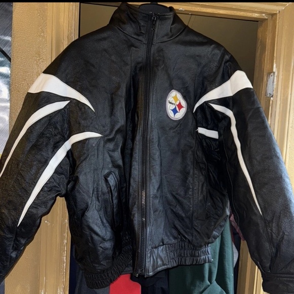 NFL Football Pro Player Pittsburgh Steelers Leather Jacket Coat Vintage Used PIT